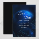 Hemelse bruiloft Volle Maan & Sterren Midnight bla Save The Date (Voorkant / Achterkant)