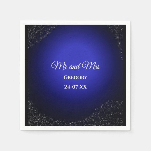 Hemelse bruiloft Volle Maan & Sterren Midnight bla Servet (Voorkant)