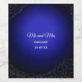 Hemelse bruiloft Volle Maan & Sterren Midnight bla Wijn Etiket (Enkel label)