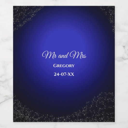 Hemelse bruiloft Volle Maan & Sterren Midnight bla Wijn Etiket (Enkel label)