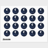 Hemelse bruiloft Waterverf Blue Sky Moon Stars Ronde Sticker (Vel)