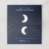 Hemelse bruiloft Waterverf Blue Sky Stars Moon Plaatskaartje (Buitenkant ongevouwen)