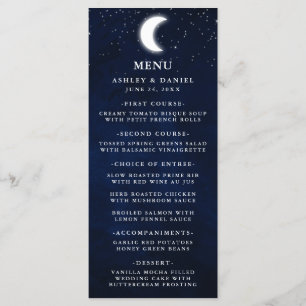 Hemelse bruiloft Waterverf Moon Stars Menu
