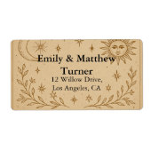 Hemelse bruiloft zon en maan ontwerp etiket (Voorkant)