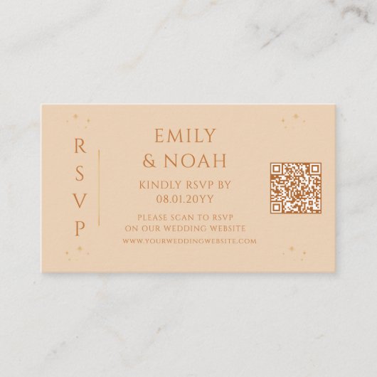 Hemelse Champagne Budget QR Code RSVP Huwelijk Informatiekaartje (Voorkant)