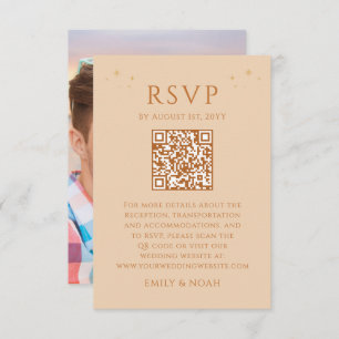 Hemelse Champagne Goud Budget QR Code RSVP Foto Informatiekaartje