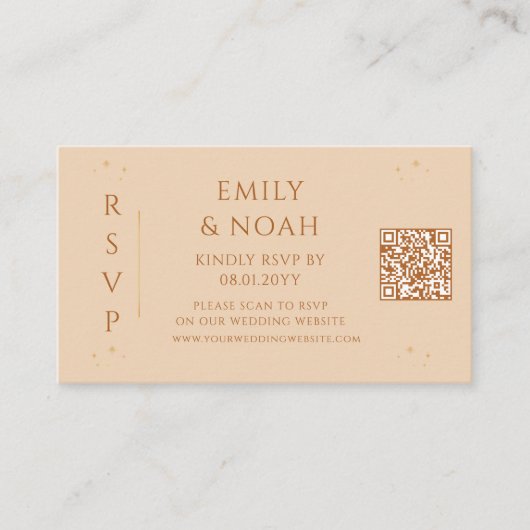 Hemelse Champagne Goud Budget QR Code RSVP Foto Informatiekaartje (Voorkant)