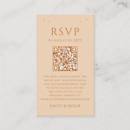 Hemelse Champagne Goud Budget QR Code RSVP Foto Informatiekaartje
