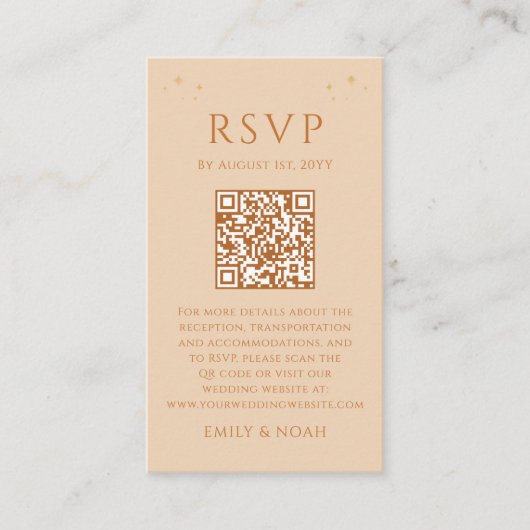 Hemelse Champagne Goud Budget QR Code RSVP Foto Informatiekaartje (Voorkant)