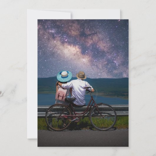 Hemelse Champagne Goud Elegante Fotobruiloft Kaart (Achterkant)