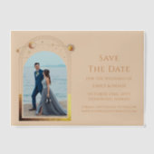 Hemelse Champagne Gouden Foto Bewaar de datum Vellum Uitnodigingen (Voorkant)