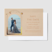 Hemelse Champagne Gouden Foto Bewaar de datum Vellum Uitnodigingen (Offset)