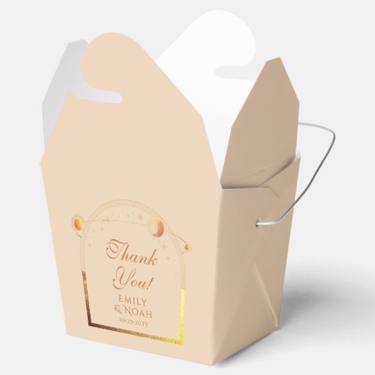 Hemelse Champagne Gouden Zon Maan Sterren Huwelijk Bedankdoosjes (Geopend)