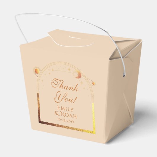 Hemelse Champagne Gouden Zon Maan Sterren Huwelijk Bedankdoosjes (Achterkant)