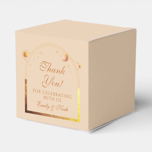 Hemelse Champagne Gouden Zon Maan Sterren Huwelijk Bedankdoosjes (Achterkant)