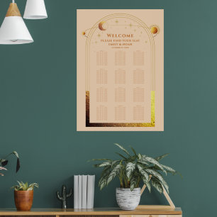 Hemelse Champagne Gouden Zon Maan Sterren Huwelijk Poster