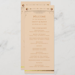 Hemelse Champagne Gouden Zon Maan Sterren Huwelijk Programmakaart