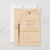 Hemelse Champagne Gouden Zon Maan Sterren Huwelijk RSVP Kaartje (Voorkant)