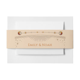 Hemelse Champagne Gouden Zon Maan Sterren Huwelijk Uitnodigingen Wikkel