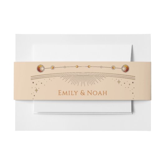 Hemelse Champagne Gouden Zon Maan Sterren Huwelijk Uitnodigingen Wikkel (Voorkant Voorbeeld)