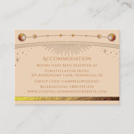 Hemelse Champagne Sun Moon Stars Accommodatie Informatiekaartje (Voorkant)
