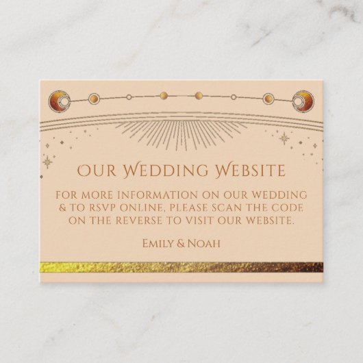 Hemelse Champagne Trouwwebsite RSVP QR Code Informatiekaartje (Voorkant)