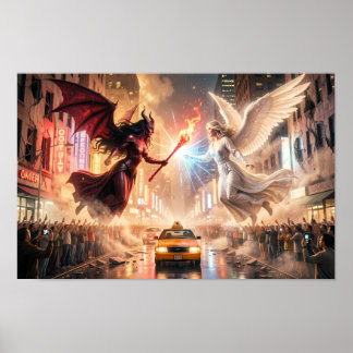 Hemelse Clash van Licht en Schaduw Poster