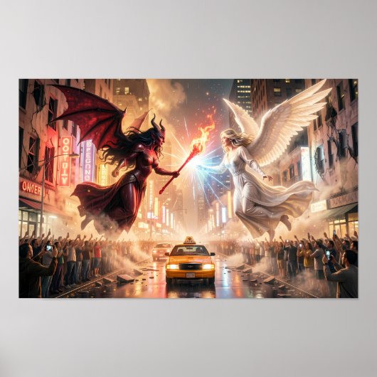 Hemelse Clash van Licht en Schaduw Poster (Voorkant)