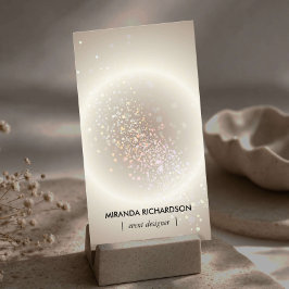Hemelse Confetti Gloed Goud Verticaal Visitekaartje