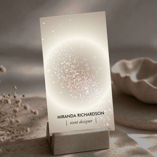 Hemelse Confetti Gloed Goud Verticaal Visitekaartje