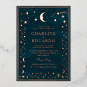 Hemelse Constellatie Gouden bruiloft Folie Uitnodiging (Voorkant)