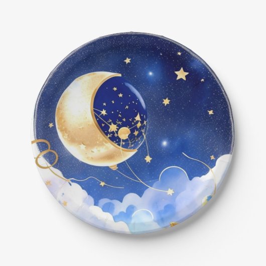 Hemelse Constellaties Jongen Baby shower Papieren Bordje (Voorkant)