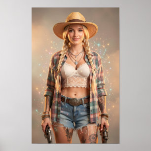 Hemelse Cowgirl van Landelijke Wonder Poster
