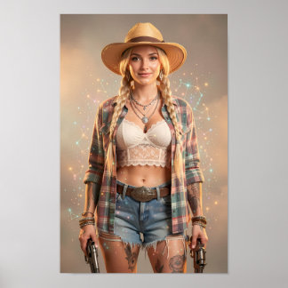 Hemelse Cowgirl van Landelijke Wonder Poster
