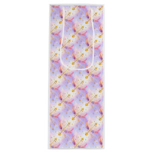 Hemelse Cupido – Pastel Pijlen & Gouden Sterren Wijn Cadeautas