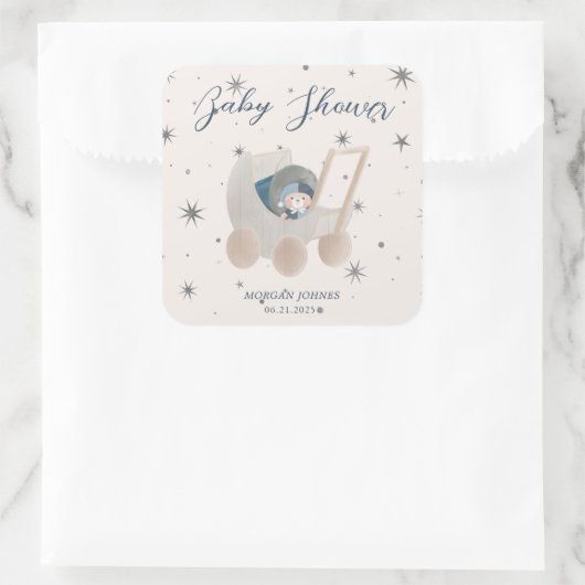 Hemelse Cute Beer Baby Shower Vierkante Sticker (Tas)