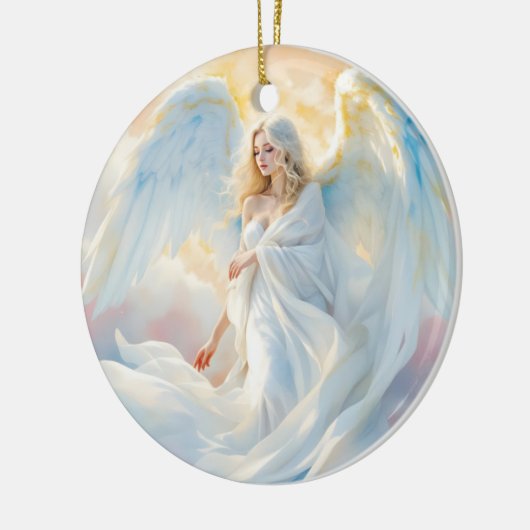 Hemelse Dageraad – Engel van Vrede en Licht Keramisch Ornament (Links)