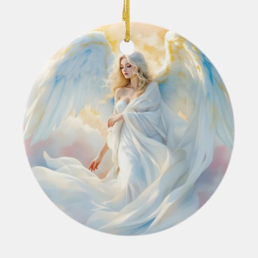 Hemelse Dageraad – Engel van Vrede en Licht Keramisch Ornament (Achterkant)