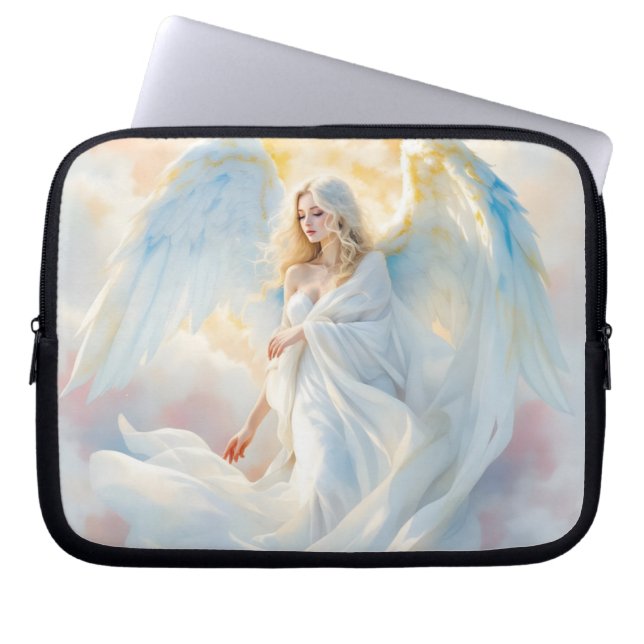 Hemelse Dageraad – Engel van Vrede en Licht Laptop Sleeve (Voorkant)