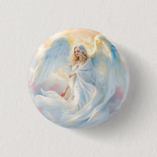Hemelse Dageraad – Engel van Vrede en Licht Ronde Button 3,2 Cm