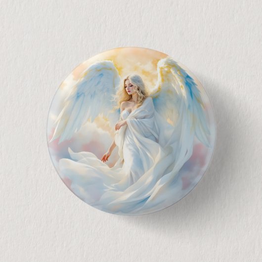 Hemelse Dageraad – Engel van Vrede en Licht Ronde Button 3,2 Cm (Voorkant)