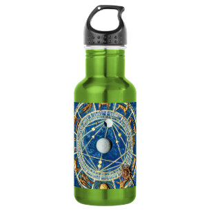 Hemelse Dierenriem Blauw & Goud Astrologie Tekens  Waterfles