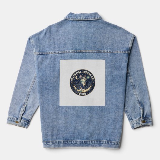 Hemelse Dierenriem Kat Cute Kat T-Shirt Ontwerp - Denim Jacket (Achterkant)
