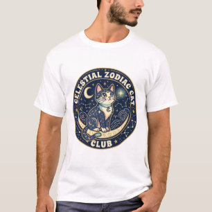 Hemelse Dierenriem Kat Schattige Kat T-Shirt Ontwe