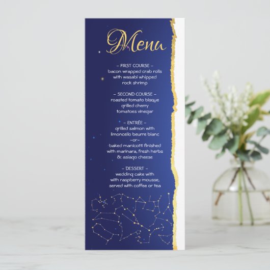 Hemelse Dierenriem Sterren Tekenen Trouwkaart Menu (Staand voorkant)