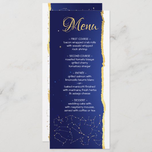 Hemelse Dierenriem Sterren Tekenen Trouwkaart Menu (Voorkant / Achterkant)