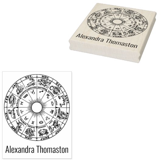 Hemelse Dierenriemwielgrafiek #1 Naam Rubberstempel (Gestempeld)