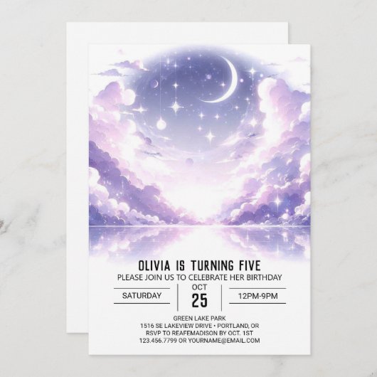 hemelse digitale verjaardag kaart (Voorkant / Achterkant)