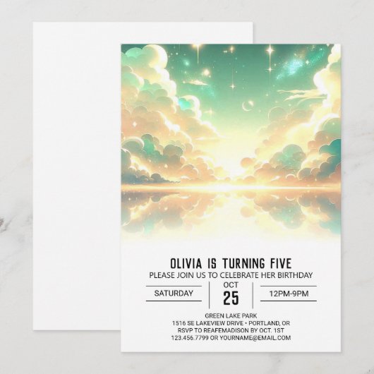 Hemelse Digitale Verjaardag Kaart (Voorkant / Achterkant)