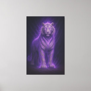 Hemelse Donder Paarse Witte Tijger – High-End Fa Canvas Afdruk